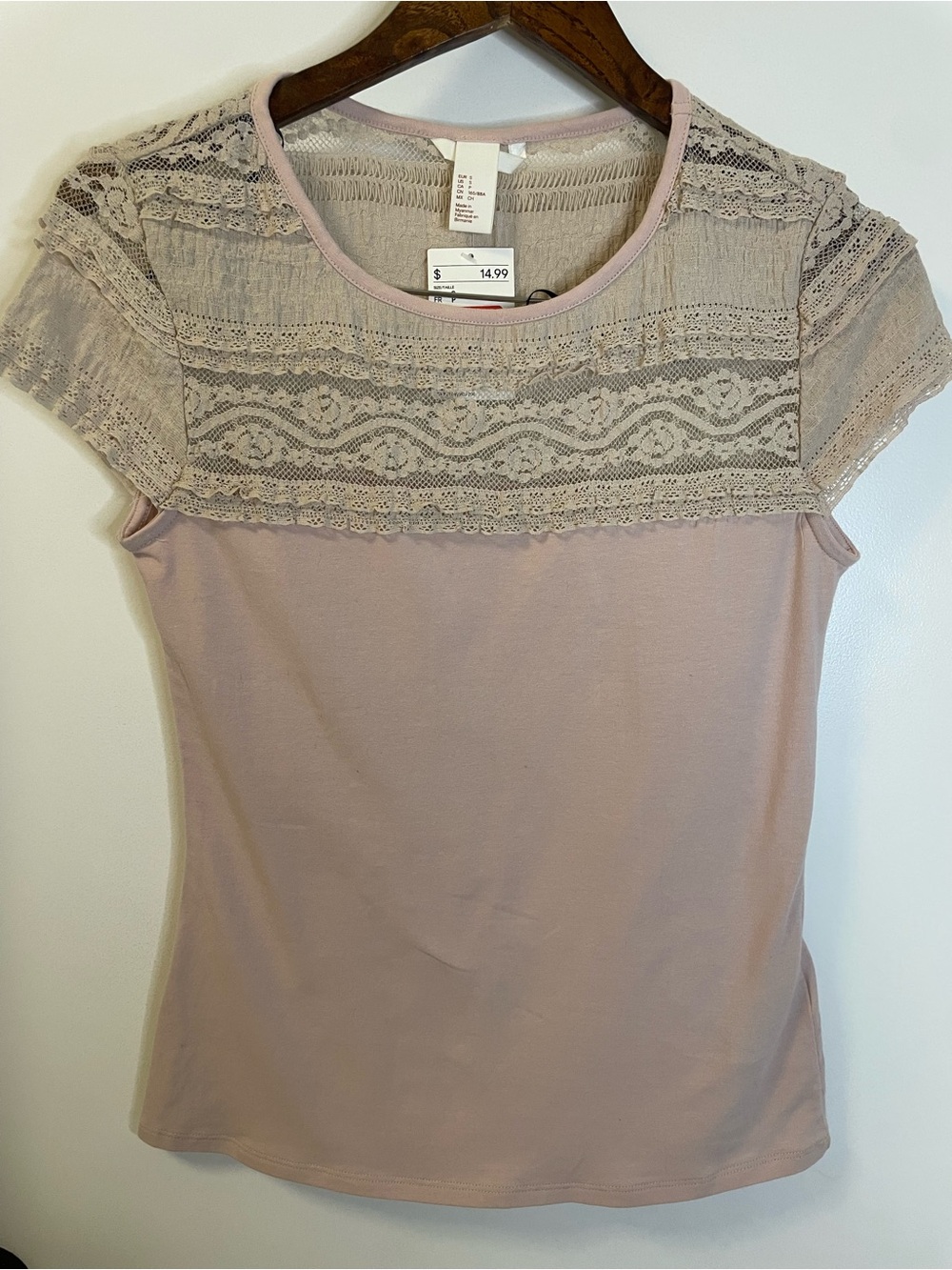 H&M lace short sleeve top size S